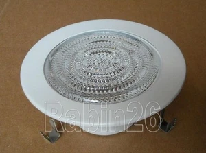 4" INCH RECESSED CAN LIGHT 12V MR16 SHOWER TRIM CLEAR GLASS LENS WHITE RING - Picture 1 of 2