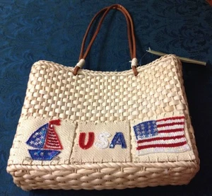 Bolso de Mano/Bolso de Paja Patriótico Quacker Factory Nuevo con Etiqueta - Imagen 1 de 11
