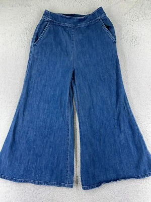 Pilcro 裤子女式 2 蓝色牛仔裤宽腿喇叭 Anthropologie 棉 22x23 — 第 1/4 张图片