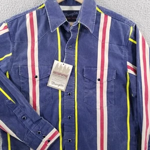 Vtg Wrangler Pearl Snap Brushpopper Shirt 15.5 34 Deadstock Western Rodeo Cowboy - Picture 1 of 24