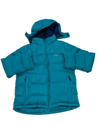 L.L. Bean Girls Turquoise Navy Down Puffer Jacket Size 10-12 Good Condition - Image 1 of 4