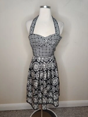 White House Black Market Silk Floral Halter Dress Size 00 Removable Strap Pinup - Image 1 of 4