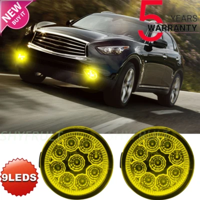 9LED Front Bumper Foglight Driving Lamp For INFINITI QX70 2014-2016 55W yellow Foto 1 de 4
