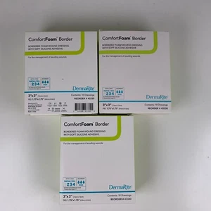 (3) ComfortFoam Border Foam Dressing 3 x 3" 10 per Box DermaRite Exp 3/2029 - Picture 1 of 6