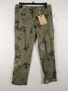 Democracy Pants size 2 "FLEX"-elent Stretch Curve Elastic Waist FLORAL Green - Picture 1 of 10