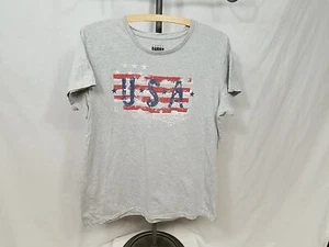 Camiseta para mujer gris tema EE. UU. manga corta aspecto gráfico desgastado cuello redondo - Imagen 1 de 7