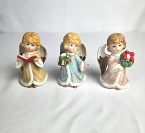 Vintage 1987 Homco 5557 Keramik Weihnachtsengel Figuren 3er Set OVP - Bild 1 von 9