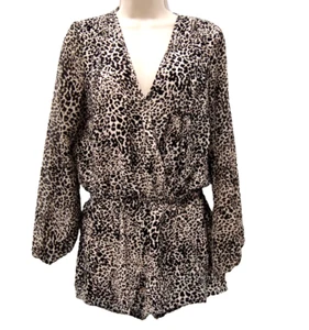 Mameluco para mujer G by Guess S animal estampado de leopardo manga larga semi transparente - Imagen 1 de 5