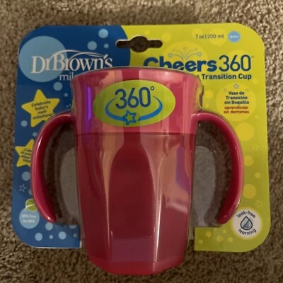 Taza de transición sin boquilla Dr Brown's Cheers 360 7 oz/200 ml - rosa- Foto 1 de 2