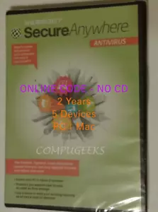 ONLINE KEY (NO CD) | Webroot AntiVirus 2025 | 2-Year Subscription, 5 PC/MAC - Picture 1 of 2