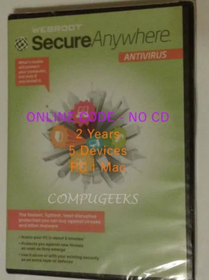 Webroot Antivirus 2025 Key - 2 Yr | 5 Devices – Instant Email Code (no CD) - Image 1 of 3