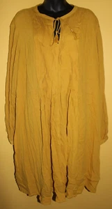 Antiguo Vestido Túnica Campesino Azul Marino XXL Dorado Amarillo Manga Larga Pintuck - Imagen 1 de 6