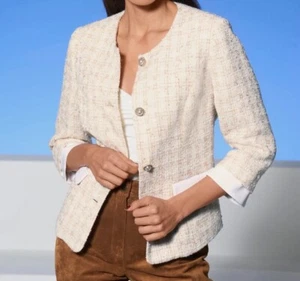 447469 heine Damen Boucle Blazer Jacke Bolero exclusiv Gr. 34 - 50 Neu ecru - Bild 1 von 3