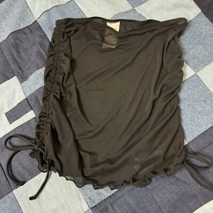 Minifalda negra transparente, cubre traje de baño, cordones laterales acanalados, S - Imagen 1 de 5