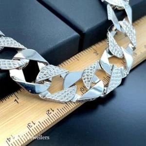 BOMBE Chain Collana SOLIDO Argento Sterling 925 Taglio Diamante Taglio 16MM 22"" 24" 26" 30" - Foto 1 di 8