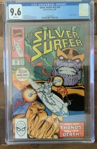 🔥🔥 CGC 9.6 SILVER SURFER #34 THANOS Infinity Gauntlet WARLOCK Starlin LIM 🔥🔥 - Picture 1 of 2