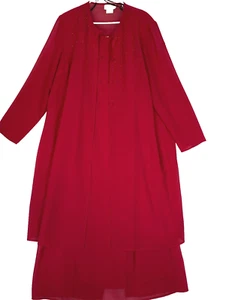 Pride & Joy 2 Pc Red  Dress Jacket Womens Party Cocktail Wedding Size 16W USA - Picture 1 of 19