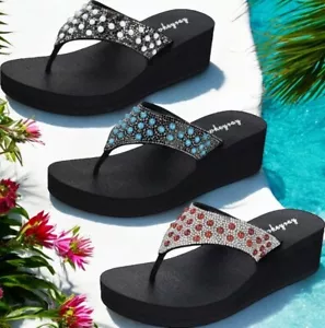 Sparkling Rhinestone Flip-Flop Sandals for Women - Stylish Comfort - 3 Colors - Picture 1 of 13