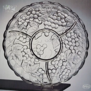 WP UND G WEINBERG KRISTALL 4 FÄCHER RUNDE SERVIERPLATTE JAPAN 14 ZOLL - Bild 1 von 11