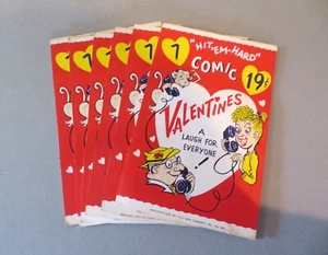6 Vintage "HIT 'EM HARD" Comic Valentinstag Hefte ~ Beleidigungen für Erwachsene ~ lustig ~ selten - Bild 1 von 3