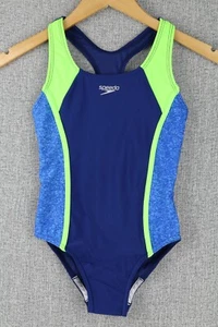 Speedo Youth Girls 1-piece Swimsuit XS 5/6 , S 7/8 , M 10 , Blue UPF 50+ NWT - Picture 1 of 8