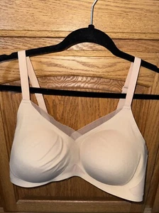 Beige Nude HONEY LOVE XL Wireless Bra w/Mesh Accent Support Padded Gently Used - Picture 1 of 9