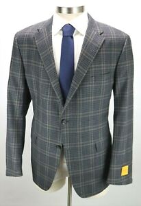 HICKEY FREEMAN Sport Coat 40 R Slim Fit Grey Brown Check Super 130s Wool NWT