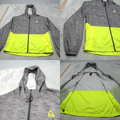 Gerry Jacket Mens Medium Gray YLW Lightweight Packable Hood Full Zip Windbreaker - Image 1 of 4