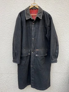 Vintage Marlboro Classics Full Length Black Canvas Lined Duster Overcoat-52" - Picture 1 of 6