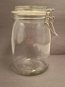 Vintage Glass Storage Jar w/ Hinged Locking Airtight Lid - Picture 1 of 4