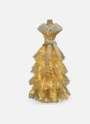 WINTER WONDER LANE 4' PRELIT PRANCER DRESS FORM CHRISTMAS TREE GOLD SHAWL LED - Image 1 of 4