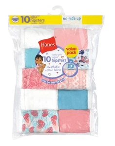Hanes Girls Underwear 10 Pack Toddler Briefs 100% Cotton Hipsters Tag Free Value - Picture 1 of 4