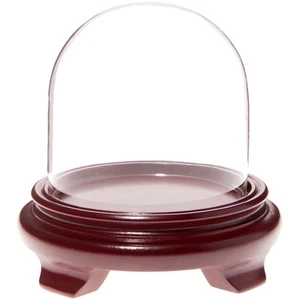 Plymor 4" x 4" Glass Display Dome Cloche (Red Wood Veneer Footed Base) - Picture 1 of 1