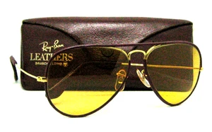 Ray-Ban USA Vintage B&L Aviator Burgandy Leathers Ambermatic NOS Mint Sonnenbrille - Bild 1 von 14