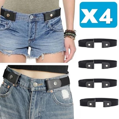 4x Cinturón de cintura invisible elástico sin hebillas para hombres mujeres Jeans sin problemas de abultamiento Foto 1 de 4