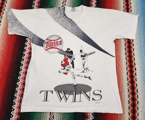 Vintage 90's Minnesota Twins All Over Print AOP Single Stitch T Shirt Size XL Cover