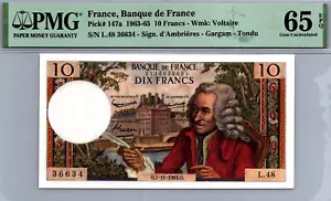 France 1963 - 1965 10 Francs PMG 65 EPQ GEM UNC P# 147a - Picture 1 of 3