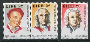 IRLANDA 1985, COMPOSITORI MUSICALI EUROPA: SCARLATTI, HANDEL BACH, SCOTT 618-620, MNH - Foto 1 di 1