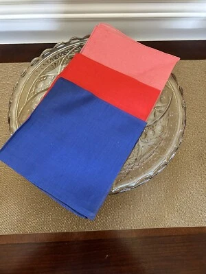 Pañuelo Vintage Azul, Rojo y Rosa, Juego de 3, 10 1/2" Cuadrado, Pañuelo de Bolsillo Foto 1 de 4