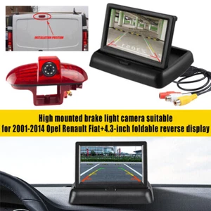 for Opel Fiat Flip-up High Mounted Brake Light Camera+Folding Reversing Monitor - Picture 1 of 24