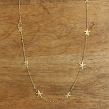 Etched Dainty Pierced Gold Metal Mini Star Fish Necklace