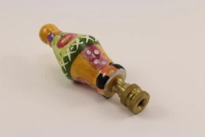 Vintage Brass Ceramic Lamp Finial Whimsical Fruit Cherry Hand Painted - Picture 1 of 5