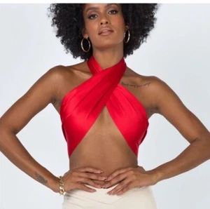 PRINCESS POLLY RED SCARF TOP SAXON SATIN TIED WRAP size 10 Night Out Girls Trip - Picture 1 of 6