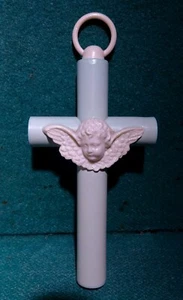 Vintage PLASTIC WALL CROSS w/ WINGED ANGEL HEAD 136mm - Picture 1 of 5
