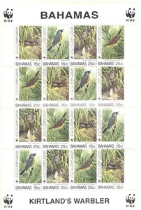 Bahamas Sc# 829Cd 1995 s/s - Curruca de Kirtland con promoción WWF MNH Cv$21 - Imagen 1 de 1