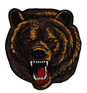 ab96★Grizzlybär Bär Braunbär Aufnäher zum aufbügeln Bügelbild Patch 8,5 x 9,2 cm - Bild 1 von 1