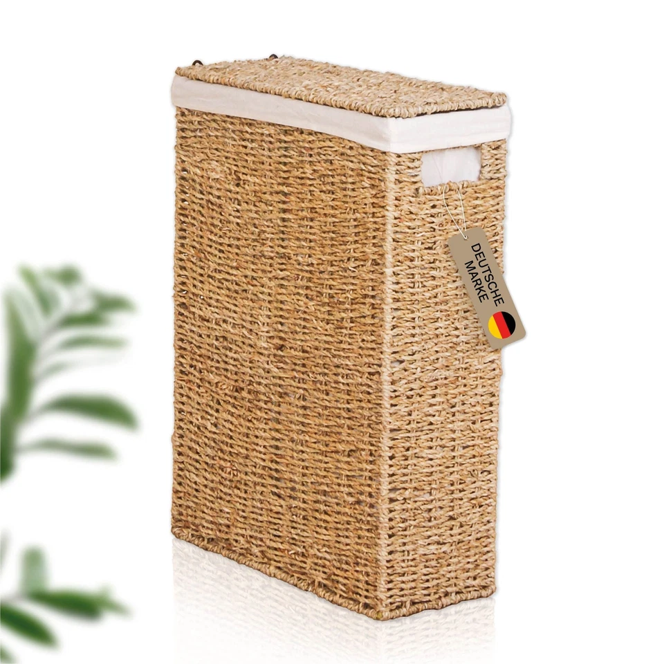 Lycce Wäschekorb mit Deckel Nischenwäschekorb schmal Seegras natur - Bild 1 von 1