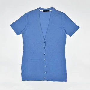 Pennyblack MAX MARA Knitted Blue Lightweight Cardigan Short Sleeve Pullover XS S - Picture 1 of 5