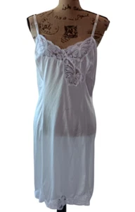 Vestido interior de encaje blanco sin cordones completo ropa de noche correa ajustable pequeño-mediano - Imagen 1 de 7