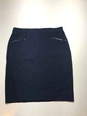 Юбка женская Alfani 8 синяя эластичная понте без застежек карандаш искусственные карманы обтяжку - Изображение 1 из 4